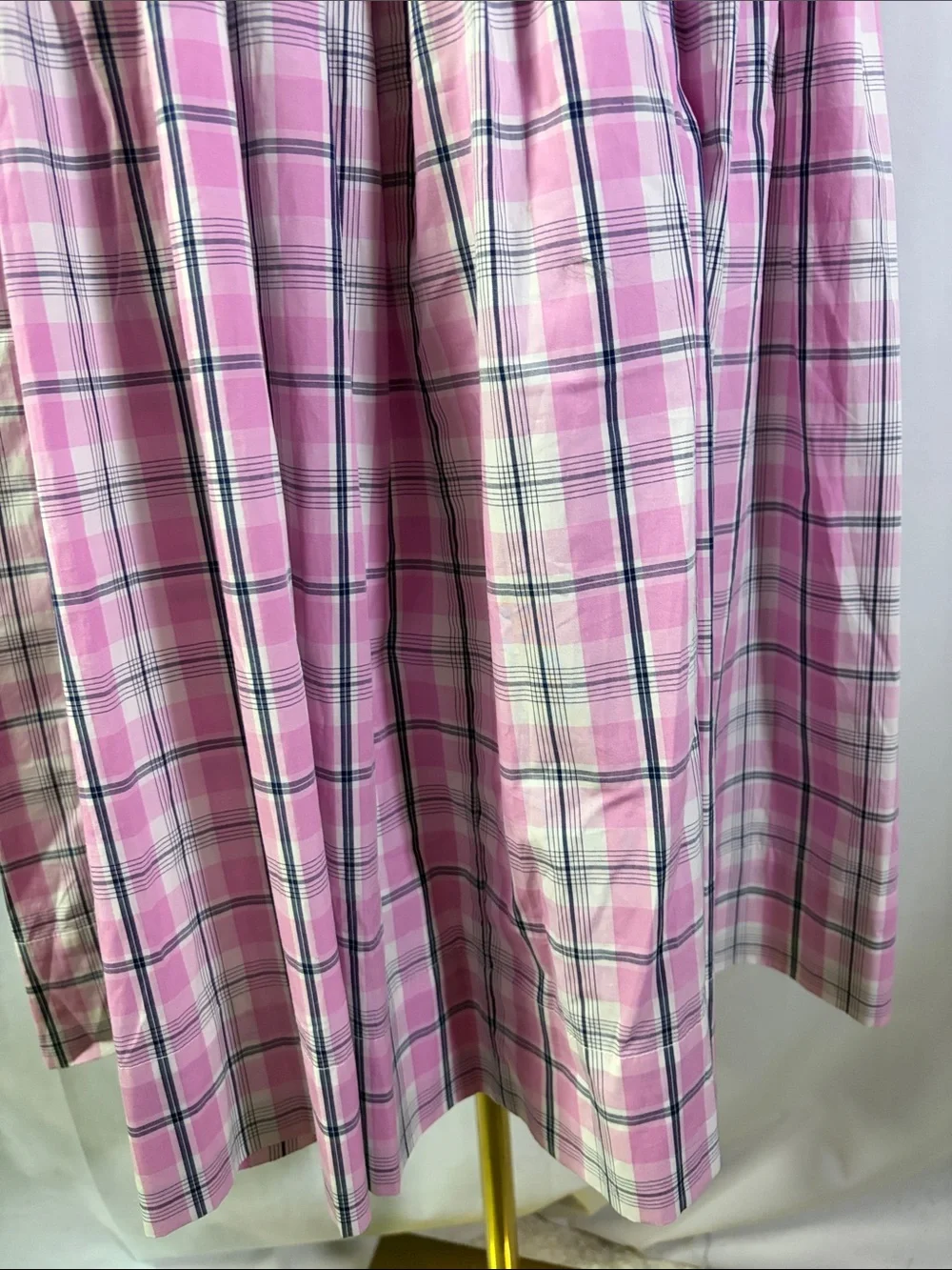NWT J. Crew Pink Plaid Sleeveless Tie Back Tiered Hem Midi Dress